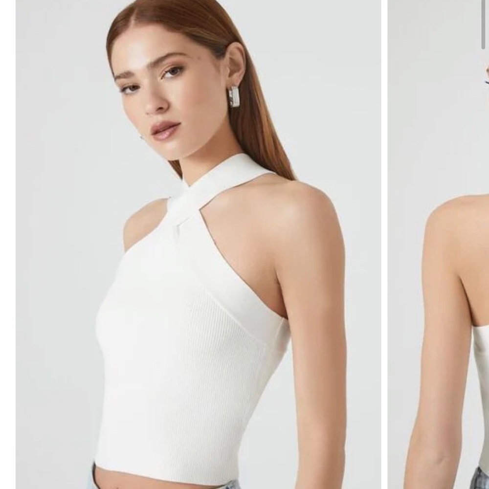 NWT, Brown, Forever21 Sweater-Knit Crisscross Crop Top, Medium